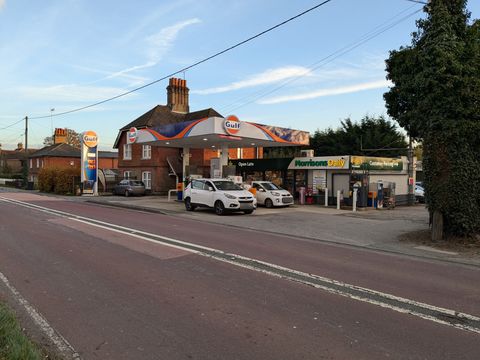 The Gulf forecourt and Morrisons Daily shop at Bolney Cross
